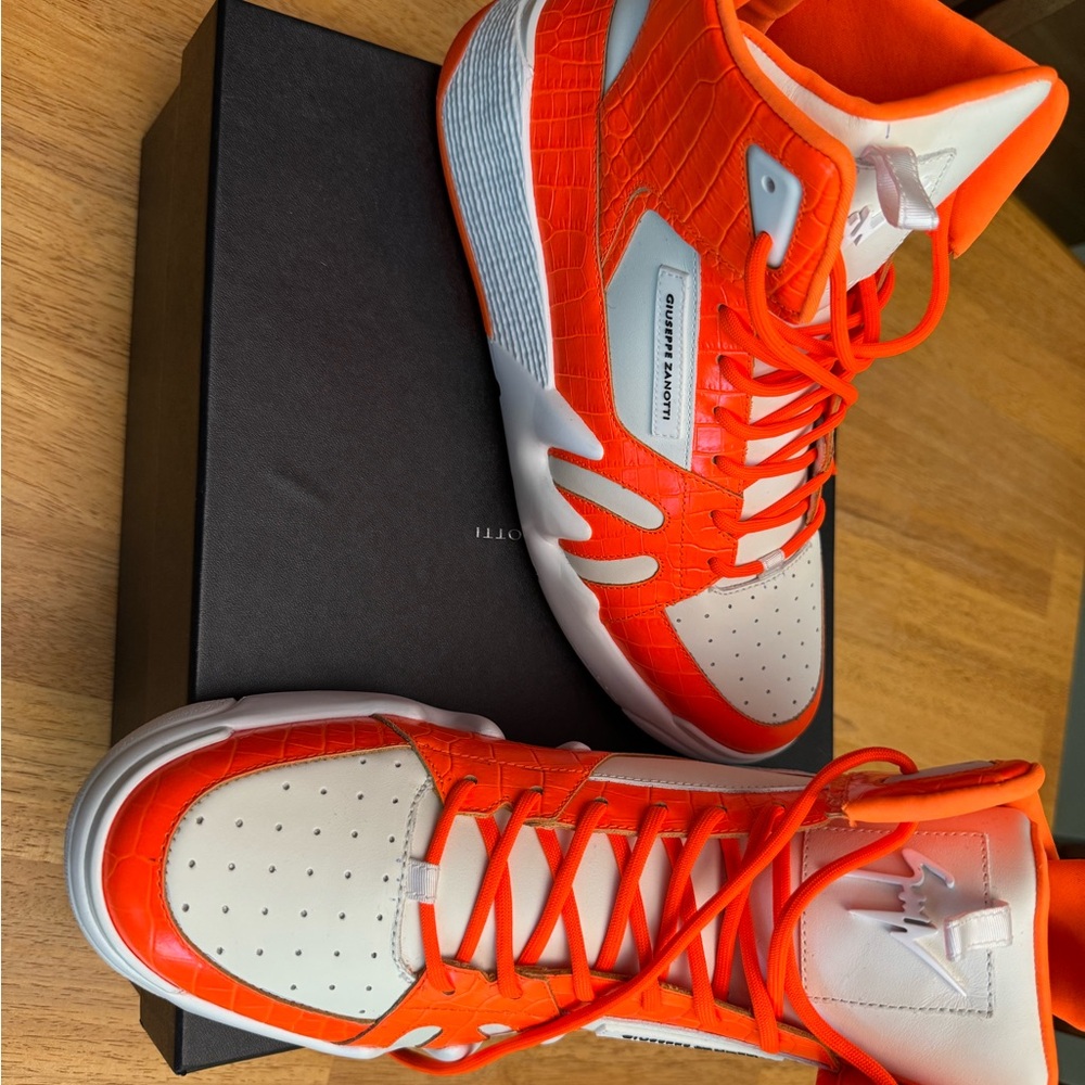 Giuseppe Zanotti Orange and White Sneakers